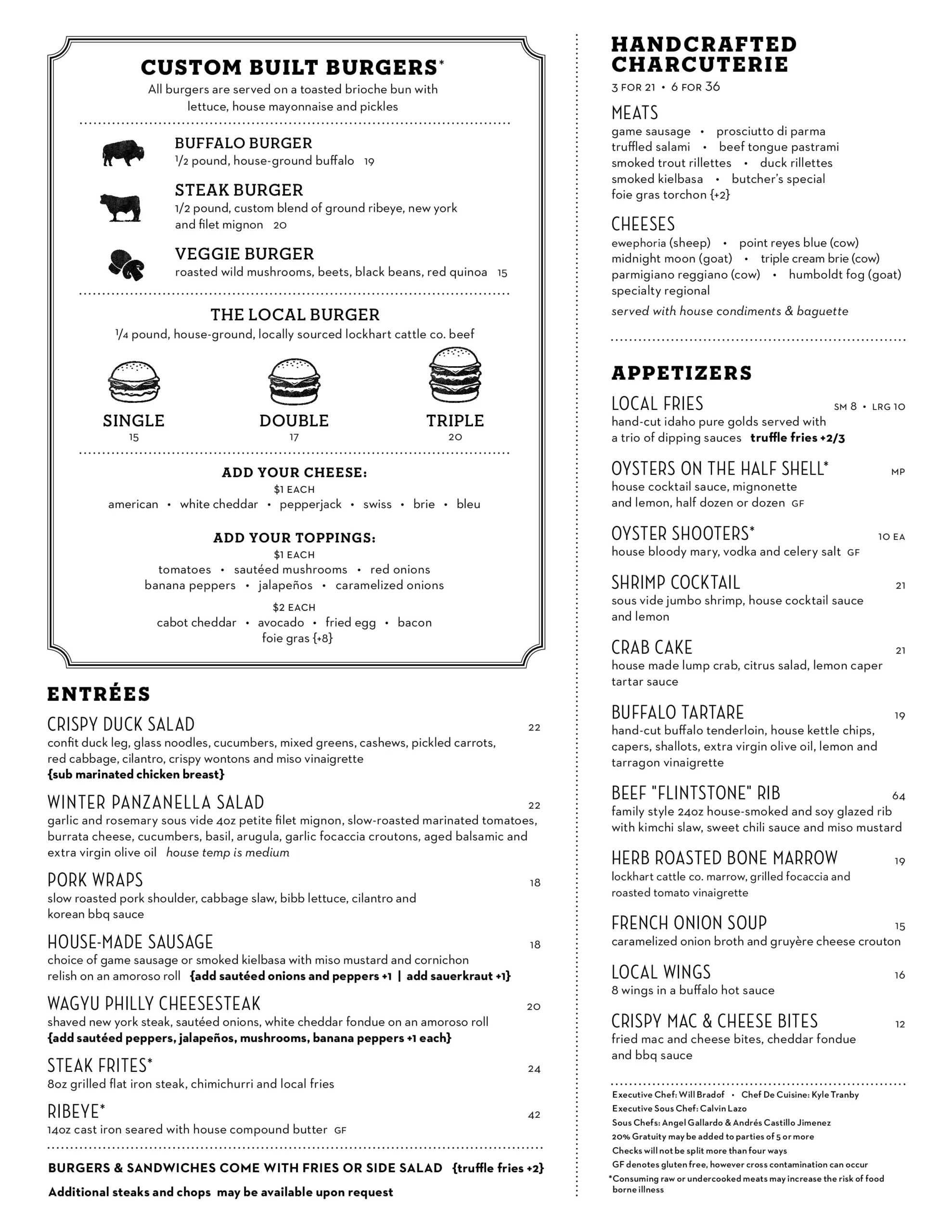 Menus Local Restaurant Bar
